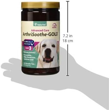 NaturVet – ArthriSoothe-GOLD – Level 3 Advanced Joint Care | Clinically Tested to Support Connective Tissue, Cartilage Health &amp; Joint Movement | Enhanced with Glucosamine, MSM, Chondroitin &amp; Green Lipped Mussel | For Dogs &amp; Cats | 120 Chewable Tablets