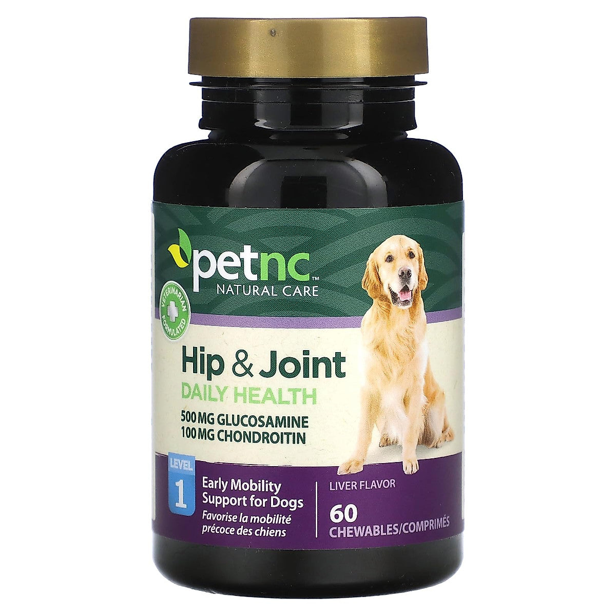PetNC Natural Care Hip &amp; Joint Level 1 Daily Health – 60 Liver Flavor Chewables for Dogs