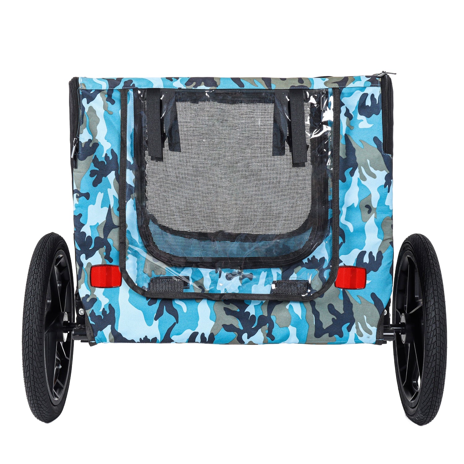 Outdoor Heavy Duty Collapsible Pet Bike Trailer with 16-Inch All-Terrain Wheels &amp; Universal Hitch – Foldable Dog/Cargo Carrier Cart for Bicycles, blue+black