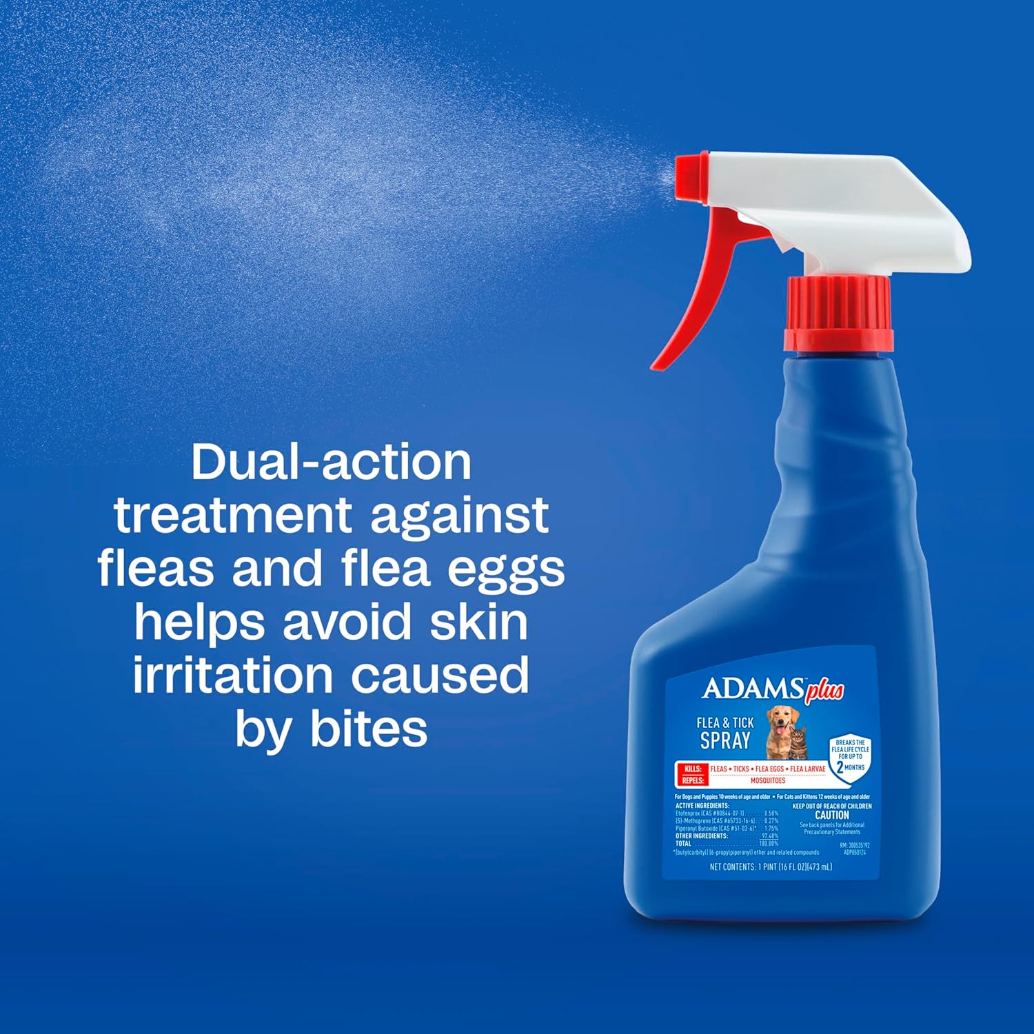 Adams Plus Pet Fleas &amp; Ticks Spray for Cats and Dogs 16 oz.