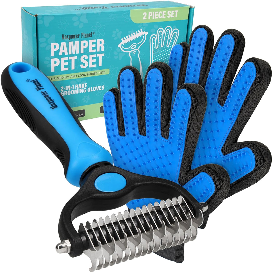Maxpower Dual-Sided Pet Grooming Rake for Dogs &amp; Cats – Dematting Tool