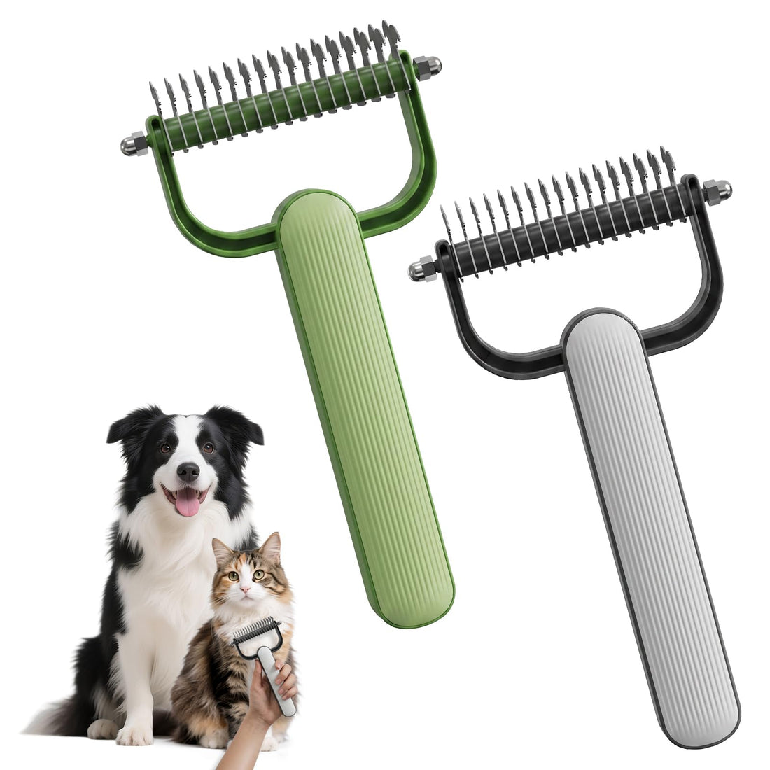 2026 New Double-Sided Dematting Comb For Dogs &amp; Cats, Pet Grooming Tool For Long Haired Thick Double Coat Pets, Undercoat Rake Deshedding Brush For Tangles Matted Shedding Fur