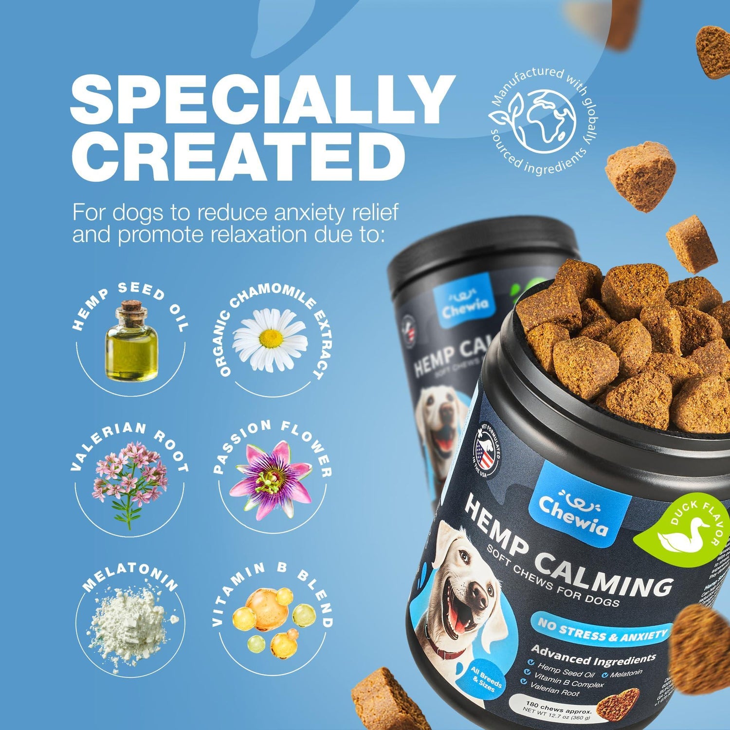 Calming Chews for Dogs Anxiety Relief Melatonin &amp; Valerian Root