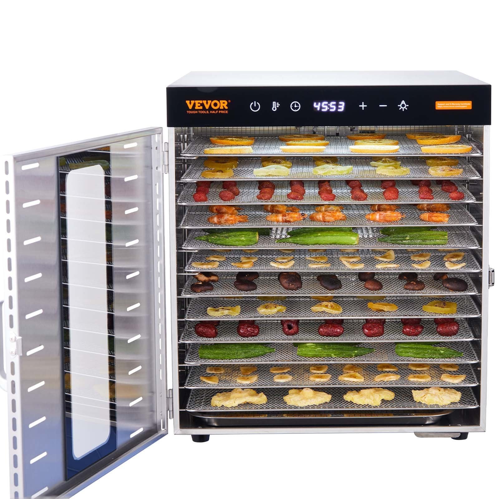 Food Dehydrator Machine, 10 Stainless Steel Trays, 1000W Electric Food Dryer with Digital Adjustable Timer &amp; Temperature for Jerky, Herb, Meat, Beef, Fruit, Dog Treats and Vegetables