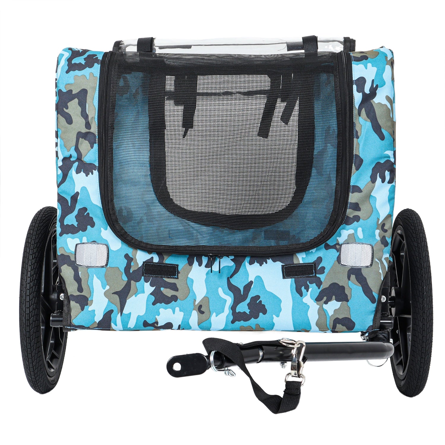 Outdoor Heavy Duty Collapsible Pet Bike Trailer with 16-Inch All-Terrain Wheels &amp; Universal Hitch – Foldable Dog/Cargo Carrier Cart for Bicycles, blue+black