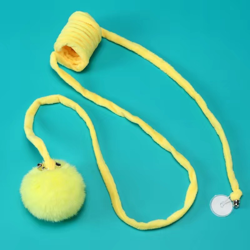 Sucker type spring rabbit hair ball cat toy tease cat ball self hi interactive cat toy ball pet supplies