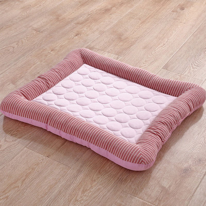 Cooling pet mats for dogs &amp; cats (puppies/kittens): ice silk, breathable, soft summer pads in pink/blue.