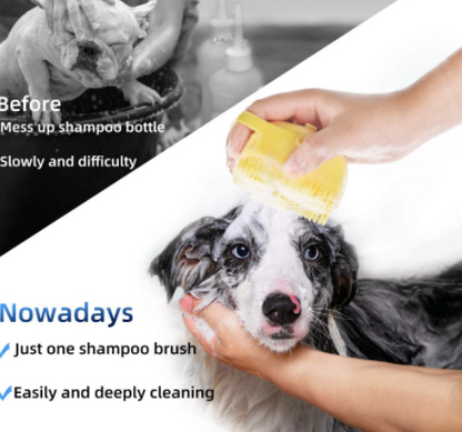Pet Dog Cat Silicone Back Shower Brush Soft Hair Massage Bathtub Scrub Artifact Bath Brush 2-in-1 Pet  Massage Comb Soft Silicone Pet Shower Hair Grooming Comb Dog Cleaning Tool Pet Supplies Pet Brush Bath Massage Brush Shampoo Dispenser for Pet