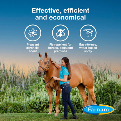 Farnam Bronco Equine Fly Spray Plus Citronella Repellent 32 oz. for Horses &amp; Dogs 2PK