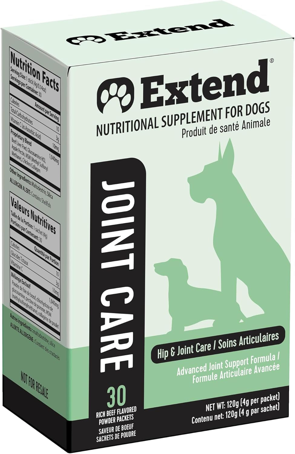 Dog Joint Supplement Powder Glucosamine Chondroitin MSM Collagen 30Ct