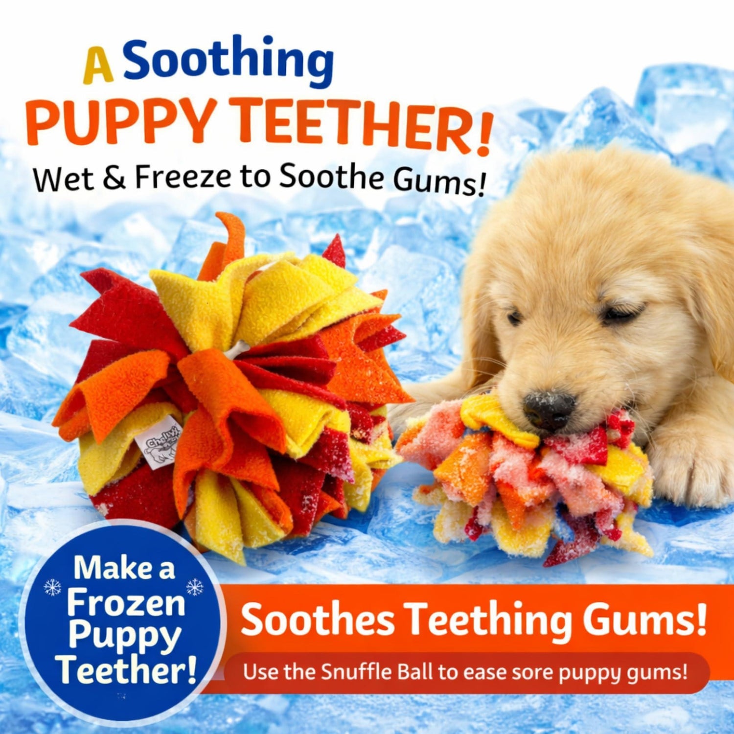 Interactive Snuffle Ball &amp; Treat-Dispenser Toy for Dogs Teething Relief Blue