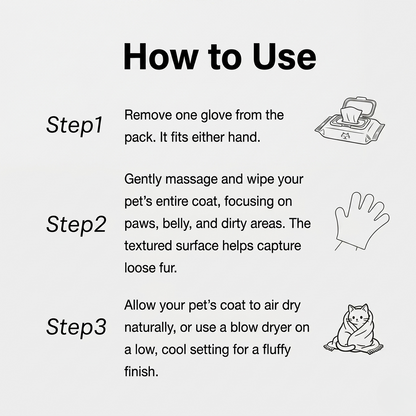 Waterless Pet Cleaning Grooming Gloves