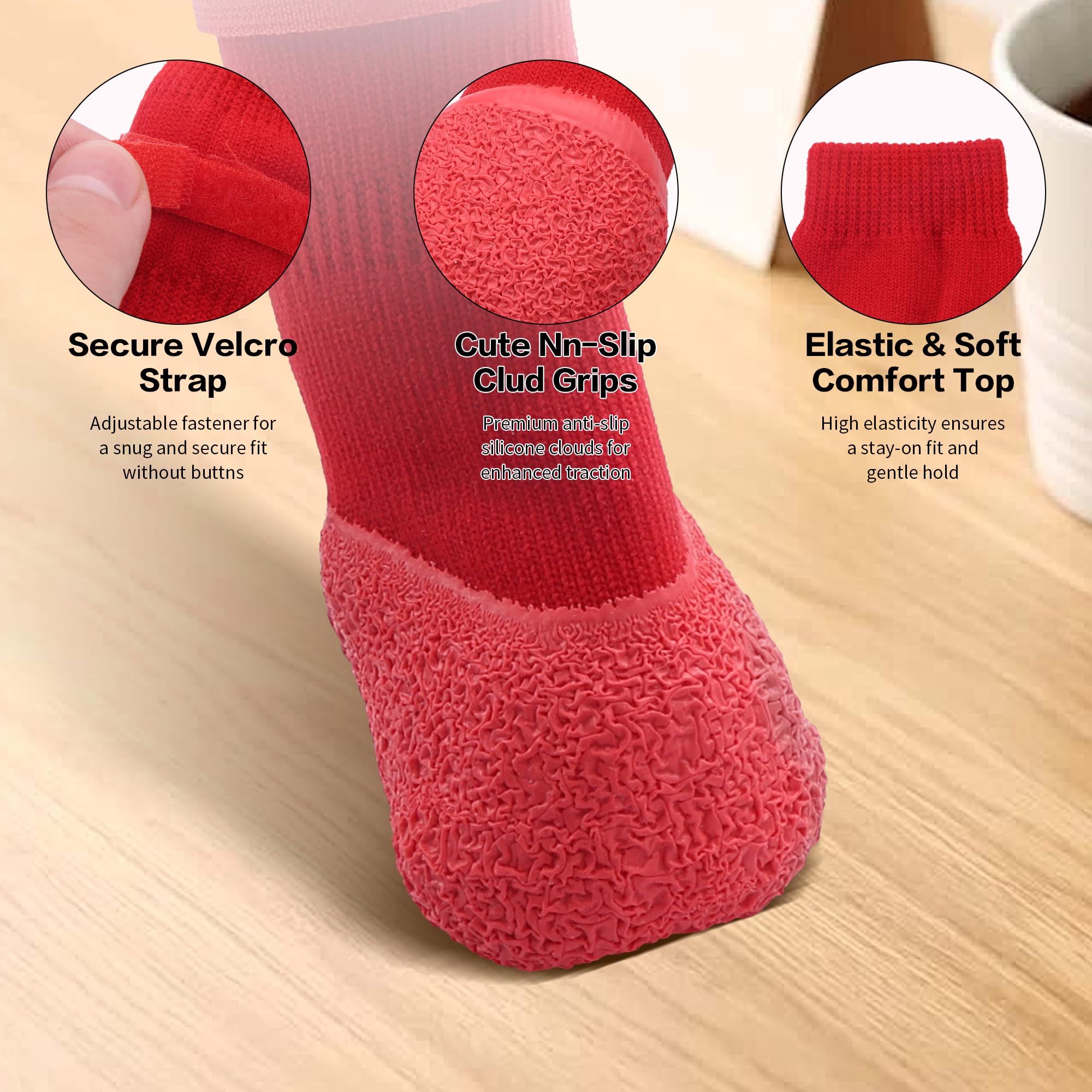 Anti Slip Dog Socks For Hardwood Floors To Prevent Licking Paws, Dog Shoes For Hot Pavement Double Sides Dog Boots &amp; Paw Protectors Booties -4Pcs