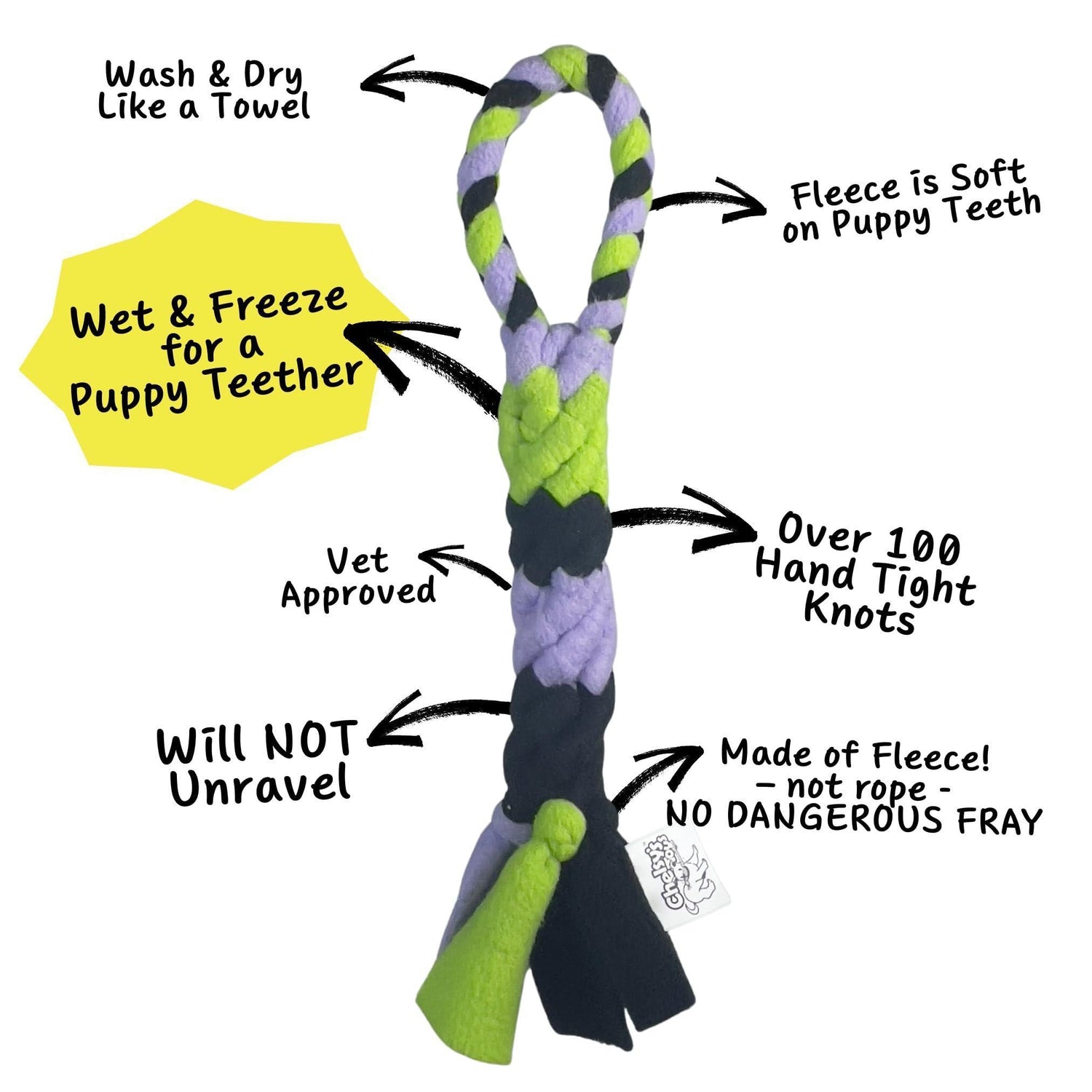 Interactive Tug &amp; Treat-Dispenser Toy for Dogs Teething Relief Lavender