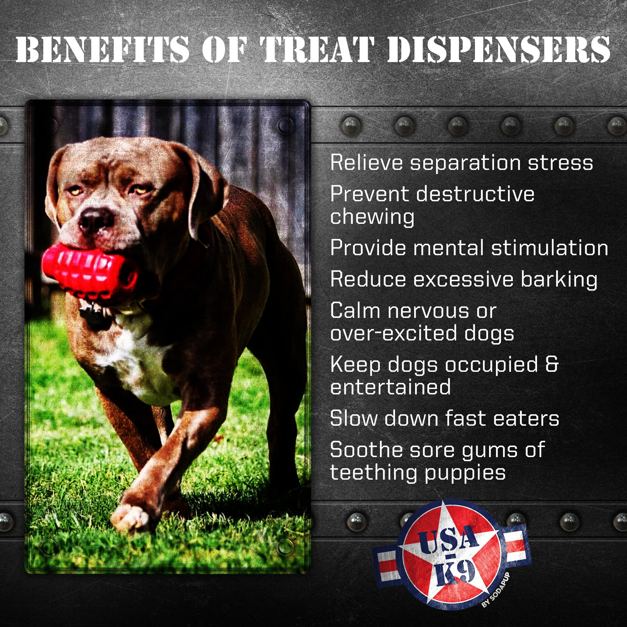 USA-K9 Grenade Shaped eDispenser Durable Dog Chew Toy &amp; Treat Dispenser - Army Green