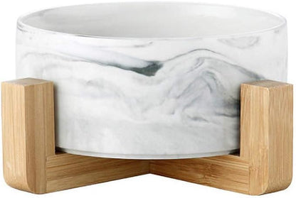 Ceramic Pet Bowls with Stand - Dog Cat Water Bowl and Food Dish -Heavy Weighted &amp; No Tip Over Pet Comfort Feeding Bowls -Dishwasher Safe &amp; Easy to Clean