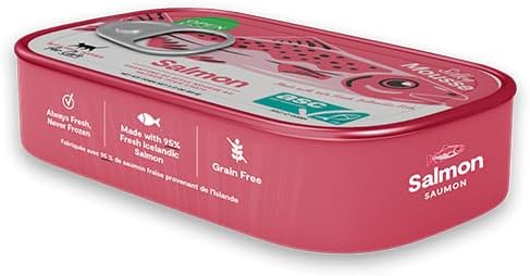 Open Farm, Canned Cat Food Topper, Silky Mousse Made with 95% Responsibly Sourced Icelandic Fish, Grain &amp; Legume Free, Salmon Recipe, 3.17oz Cans (Pack of 17)