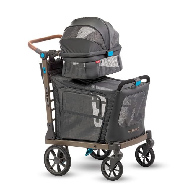 Pet Two Foldable Cart - Adjustable &amp; Portable Pet Stroller with Caddy, Foam Filled Rubber Wheels, Storage - Carriage for Small &amp; Medium Dogs, Cats Under 75 lbs
