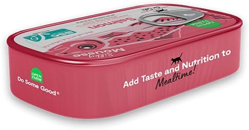 Open Farm, Canned Cat Food Topper, Silky Mousse Made with 95% Responsibly Sourced Icelandic Fish, Grain &amp; Legume Free, Salmon Recipe, 3.17oz Cans (Pack of 17)