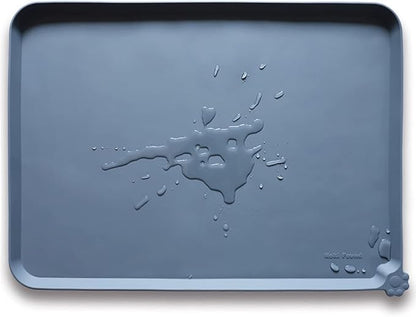 Hoki Found XX-Large Silicone Pet Feeding Mats - Non Slip Cat Dog Bowl Mats - Waterproof, Gray (28&