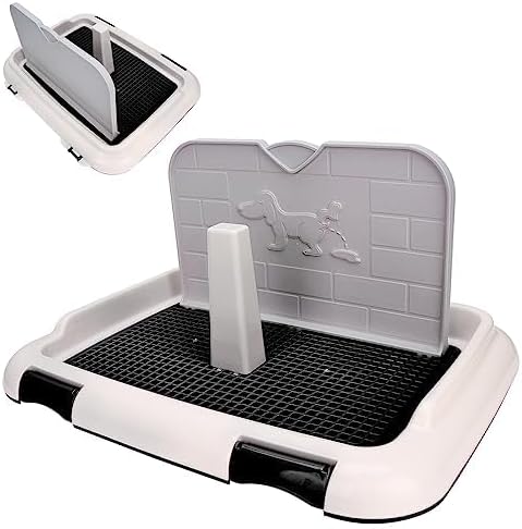 Indoor Dog Potty Tray - Miniature Poodle Pad Holder, Anti-Slide Plastic Potty for Small &amp; Medium Dogs (Black)