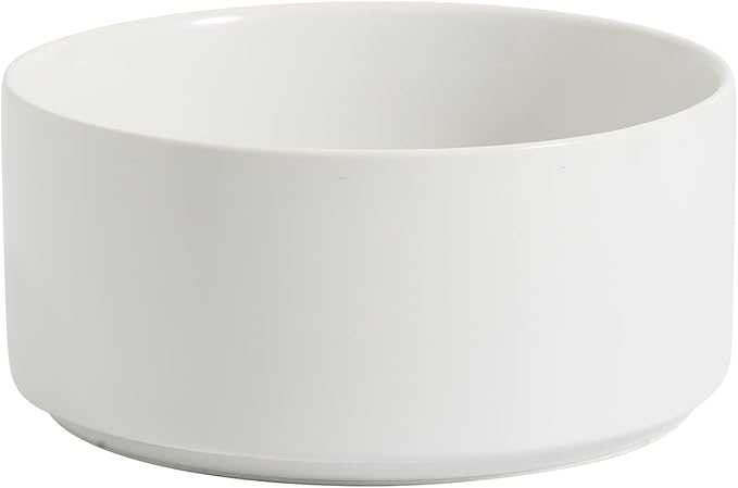 Ceramic 6.1inch Non-Slip Dog Food and Water Bowl for Small &amp; Medium Breed Dogs,Pet Bowl for Replacement, Protects Cervical Spine (White)