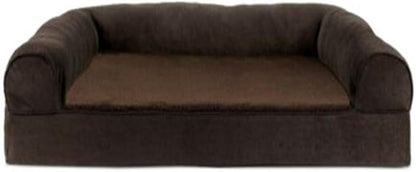 Furhaven Orthopedic Dog Bed for Large Dogs w/ Removable Bolsters &amp; Washable Cover, For Dogs Up to 95 lbs - Plush &amp; Suede Sofa - Espresso, Jumbo/XL