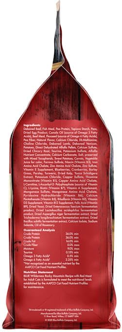 Blue Buffalo Wilderness Adult Dry Cat Food, Rocky Mountain Recipe, Chicken-Free &amp; Grain-Free Recipe Made with Natural Ingredients, Red Meat, 4-lb Bag