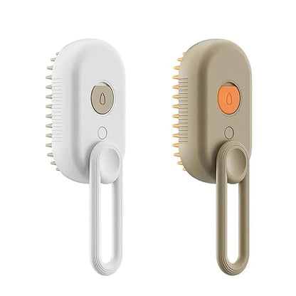 4-in-1 Cat Grooming Brush – Water Spray &amp; Self-Cleaning Shedding Brush for Cats &amp; Dogs – Pet Hair Removal &amp; Massage Comb for Long &amp; Short Hair (beige).