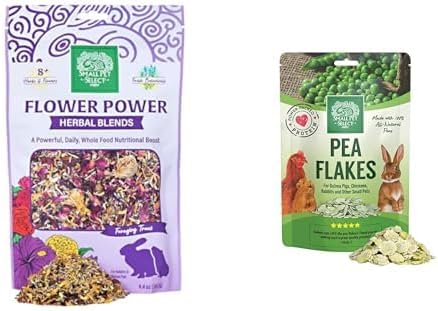 Small Pet Select - Flower Power Herbal Blend Treat for Rabbits and Guinea Pigs, 4.4oz &amp; Pea Flakes, 1lb