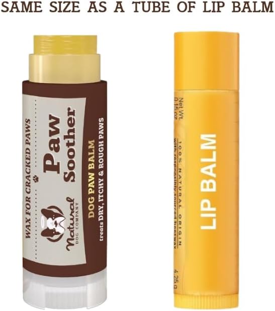 Natural Dog Company Paw Soother Balm for Dogs 0.15 oz Stick, Organic Soothing &amp; Moisturizing Relief for Dry, Cracked Paws, Winter Healing Relief, Gentle &amp; Lick-Safe