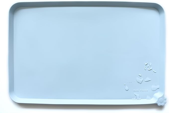 Hoki Found Silicone Pet Food Mats - Non Slip Bowl Placemats for Dogs &amp; Cats - Waterproof, Suitable for Carpet - Frost