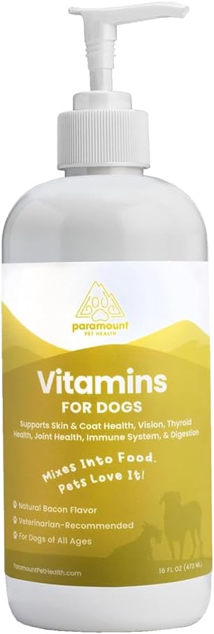 Liquid Multivitamin for Dogs with Probiotics, 8 in 1 Vitamins for Immune Support, Energy &amp; Digestion, High Absorption Liquid Dog Supplement, Made in USA, 16 oz