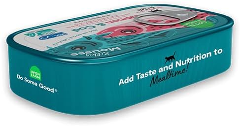 Open Farm, Canned Cat Food Topper, Silky Mousse Made with 95% Responsibly Sourced Icelandic Fish, Grain &amp; Legume Free, Salmon &amp; Cod Recipe, 3.17oz Cans (Pack of 17)