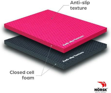 Norsk Reversible Gym Exercise Mats 3/4" Thick EVA Interlocking Foam Tiles, Perfect Home Gym Flooring, 32 Tiles &amp; 64 Trim Pieces, 128 Sq. Ft. Reversible, Red/Black