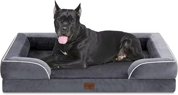 Comfort Expression Waterproof Orthopedic Foam Dog Beds, XXL Orthopedic Dog Beds for Extra Large Dogs, Washable Pet Sofa Bed with Removable Cover &amp; Non-Slip Bottom(XX-Large,Dark Grey)