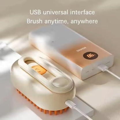 3-in-1 Steam Pet Brush for Cats &amp; Dogs – Self-Cleaning Grooming Comb with Spray Mist, Massage &amp; Shedding, Rechargeable USB, Anti-Static, Foldable Handle (TAN)