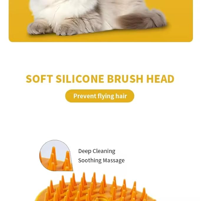 3-in-1 Rechargeable Pet Hair Brush: Massager, Steamy Comb &amp; Self-Cleaning Mist Spray for Cats &amp; Dogs
