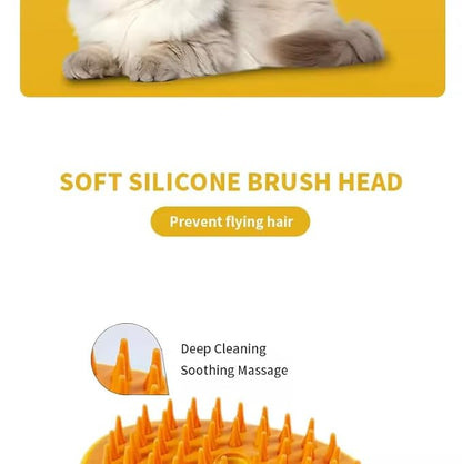 3-in-1 Rechargeable Pet Hair Brush: Massager, Steamy Comb &amp; Self-Cleaning Mist Spray for Cats &amp; Dogs
