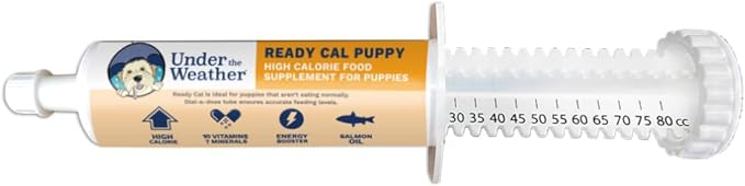 Under the Weather Pet | Ready Cal for Puppies 80cc | High Calorie Puppy Nutritional Supplement | Puppy Weight Gainer and High Calorie Booster | 10 Vitamins, 7 Minerals &amp; Omega Fatty Acids