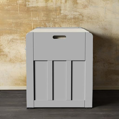 Shoe Storage Bench with 2 Drawers &amp; 2 Doors, Entryway Bench with Cushion, 2 Adjustable Shelves, Shoe Cabinet for Entryway, Living Room, Hallway, Mudroom, Bedroom, Grey