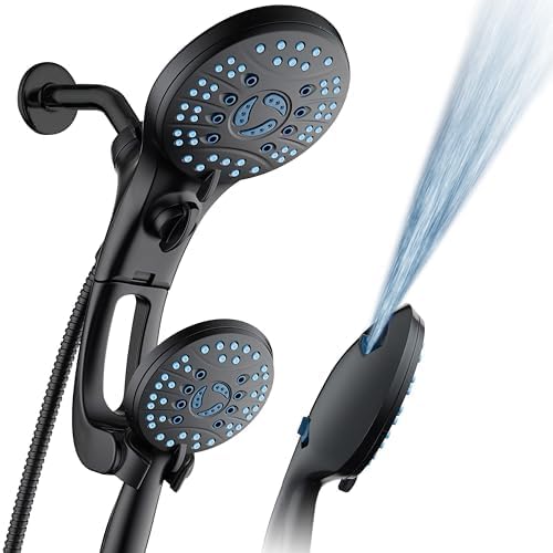 Hotel Spa AquaCare for California As-Seen-On-TV High Pressure Handheld Rain 50-mode 3-way Shower Head Combo with Adjustable Arm, Anti-clog Jets, Tub &amp; Pet Power Wash, 6 ft. Hose, Matte Black