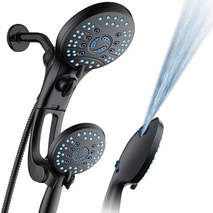Hotel Spa AquaCare for California As-Seen-On-TV High Pressure Handheld Rain 50-mode 3-way Shower Head Combo with Adjustable Arm, Anti-clog Jets, Tub &amp; Pet Power Wash, 6 ft. Hose, Matte Black