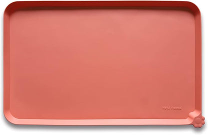 Hoki Found L Silicone Non Slip Pet &amp; Cat Dog Feeding Tray - Waterproof &amp; Pet Water Mats for Carpet - Burnt Coral