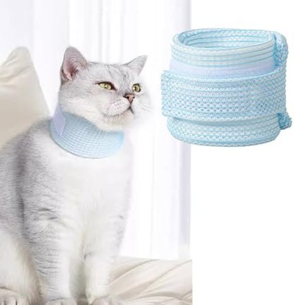 Cat Neck Brace Cover - Breathable &amp; Adjustable Elizabethan Collar for Post-Surgery Recovery Anti-Scratch Anti-Lick Protection, Cervical Cone for Small Medium Large Dogs Puppies Kittens (Medium,Blue)