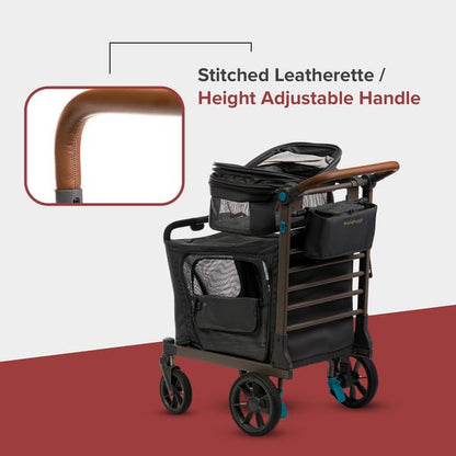 Pet Two Foldable Cart - Adjustable &amp; Portable Pet Stroller with Caddy, Foam Filled Rubber Wheels, Storage - Carriage for Small &amp; Medium Dogs, Cats Under 75 lbs