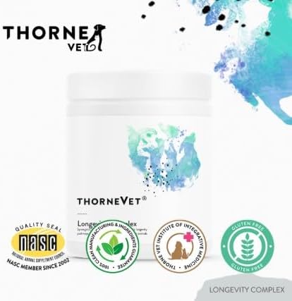 ThorneVet Longevity Supplement for Dogs &amp; Cats - Powder Formula to Support Healthy Aging, Inflammation Balance, and Cellular Vitality – 90 Scoops