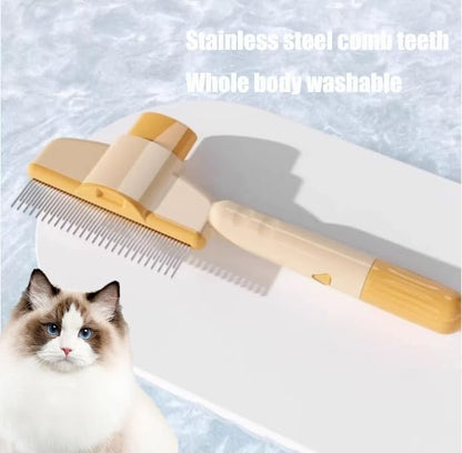 2PCS Self CleaningPetComb Grooming Brush,PetComb for Dogs &amp; Cats, Brush for Cats, Cat dog comb Pet Grooming for Massaging and Cleaning Shedding Hair (Green+Yellow)