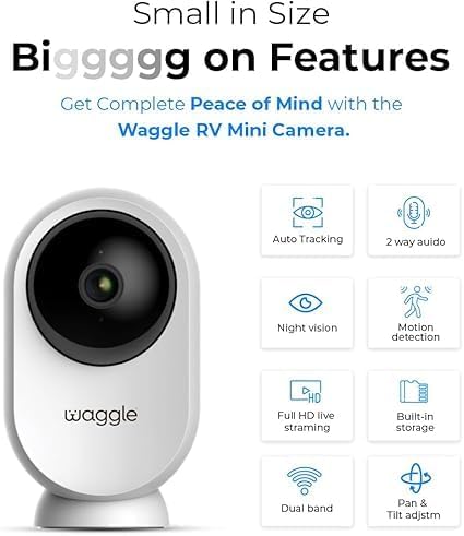 Waggle Dog Temperature Monitor &amp; Pet Camera Bundle for RVs - Portable WiFi Cam (128GB) with Motion Alert &amp; Remote Access | Watch Pets While Travelling