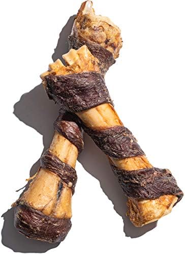 Jack&amp;Pup 8-11” Twist Shin Bones, Roasted Meaty Beef Bone for Dogs – Long Lasting Natural Dog Bones, Big Dog Bone for Large Dogs (3 Pack)